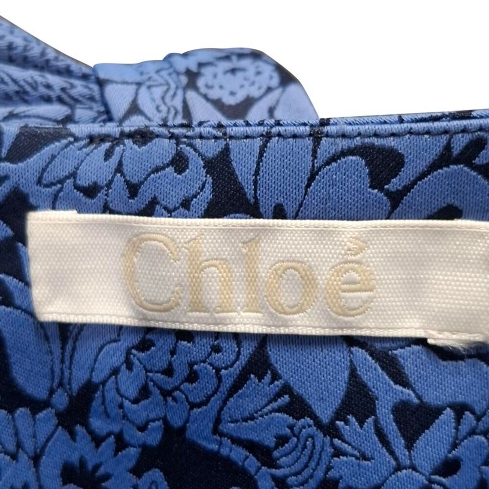 Chloe Floral Asymmetric Skirt in Blue Viscose - Picture 3 of 3